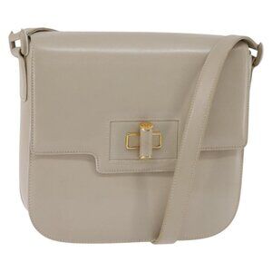 Authentic GUCCI Shoulder Bag Leather Beige Gold 26 001 0647